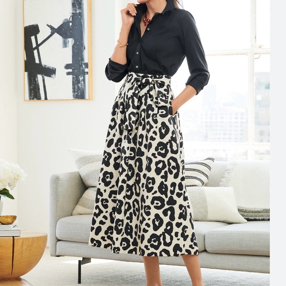 Talbots Dresses & Skirts - Talbots Black and White Pleated Midi Skirt